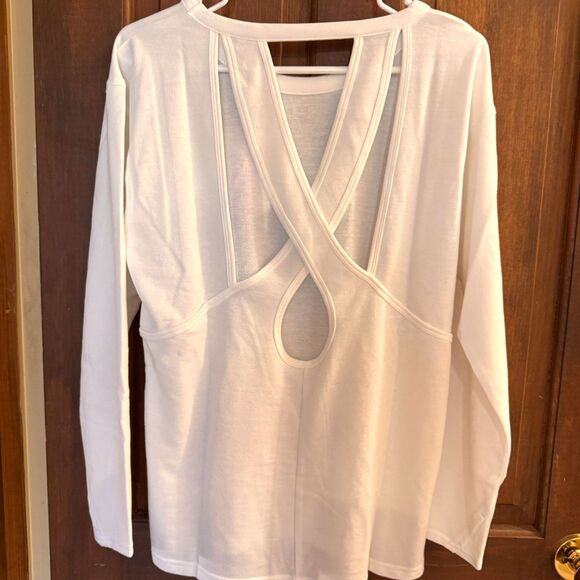 NWT Soybu Unity Pullover, Small, White Crossback Strappy Open Back Long Sleeves - Picture 12 of 12
